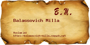 Balassovich Milla névjegykártya